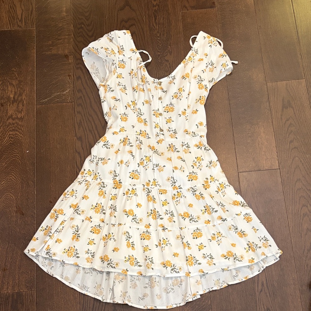 Hollister White and Yellow Floral Dress